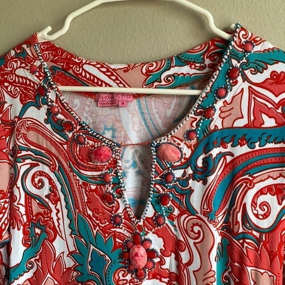 Joyous & Free Pink Hand Beaded Mini Short Dress Top size M - Picture 2 of 6